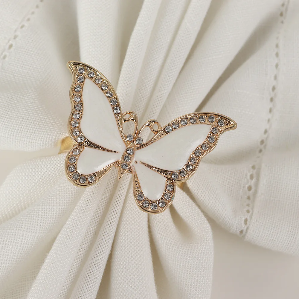 Fashion Jewelry  Insect Series Wedding Accessories for Table Oil Dripping Diamond Butterfly Napkin Ring