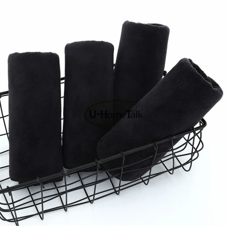 U-HomeTalk UT-MF099 Black Hairdressing Microfiber Towel Microfiber Towel for Barber Shop and Beauty Salon Custom LOGO