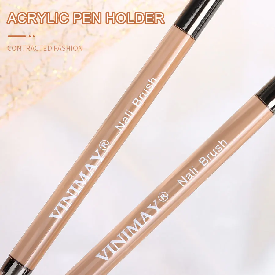 Vinimay High Quality Private Label Nail Salon Nail Double Head Construction Pen Nail Art Acrylic Brush Crystal Pen Drawing Pen