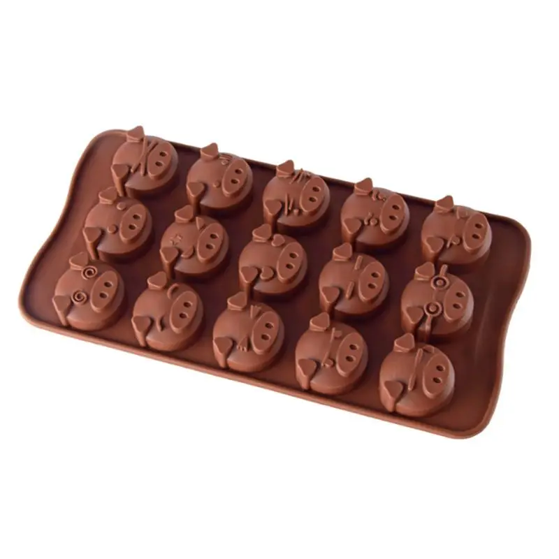 Lixsun 15 Cavity Pig Shaped Cake Mold for Baking Cartoon Chocolate Mould