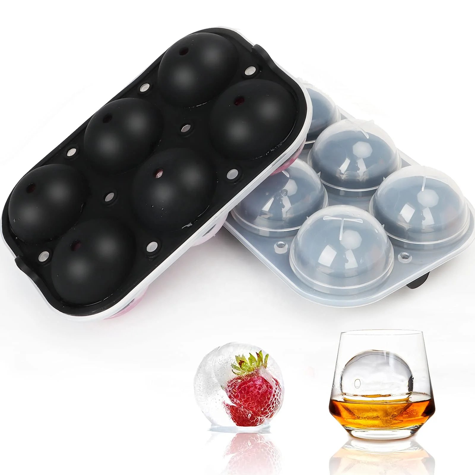 6 Round Silicone Ice Cube Mold Handmade Whisky Beer Ice Tray Bucket Durable Ice Cube Make