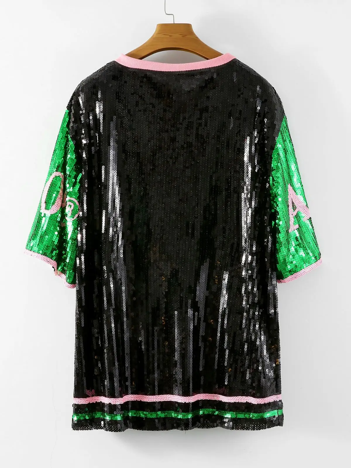 2024 Wholesale Party Club Customize Over Sized Sorority Sequin T Shirt Jersey Dress AKA Greek Jersey Dress