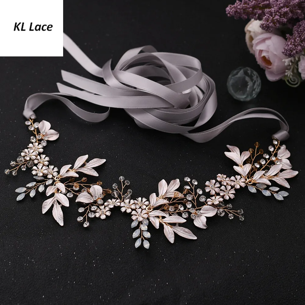 Alloy Garland Waist Jewelry belt crystal rhinestone Waist band with silk ribbon for bride wedding formal dress ornament