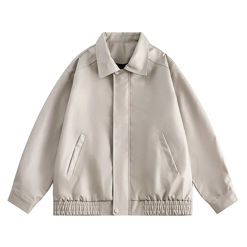 PU Leather Coat Unisex Moto Biker Jackets Bomber Jacket Cardigan Outfits Brown Faux Leather Jacket