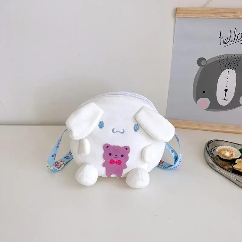 Custom Logo  Cartoon Children Stuffed Animal Plush Toy Bag Kids Gifts School Bag Melody Kuromi Cinnamon Plush Bag