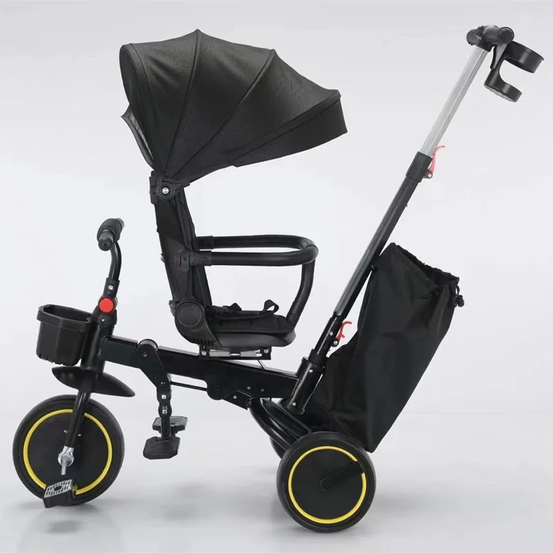 2024 hot sale baby tricycle can folding with push bar CE certificate children kids cycle baby carrier 3 wheel