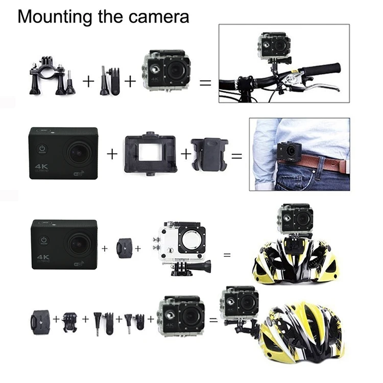Cheap Price WIFI Waterproof Action Camera Cycling 4K camera Ultra Diving 60PFS Helmet bicycle underwater Sports 1080P Camera