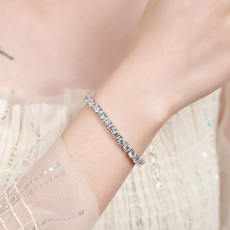Wholesale 5mm round Brilliant vvs 925 silver Moissanite women men Bracelet jewelry