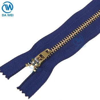 DAWEI Brand Factory Wholesale 3# / 4# / 5# / 7# / 8# / 10# Best Price Close End Slider Pants Brass Zipper