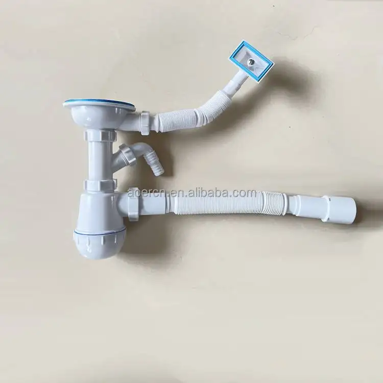 Plastic Kitchen Sink Stopper Drain Pipe Single Basin PP Water Siphon Sink Bottle Trap