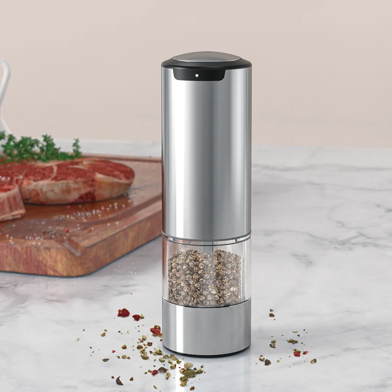 Good Quality Stainless Steel Silver Color Pepper Mill Electric Salt Spices Grinder For Wholesale