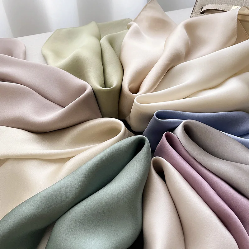 Thin Small Square Scarf Women Korean Edition Simple Temperament Small Scarf 53 cm Pure Color Silk Scarf