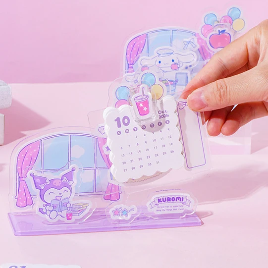 No mold fee Free design your custom die cut UV printing figure anime goods logo cute clear acryl anime stand calendar