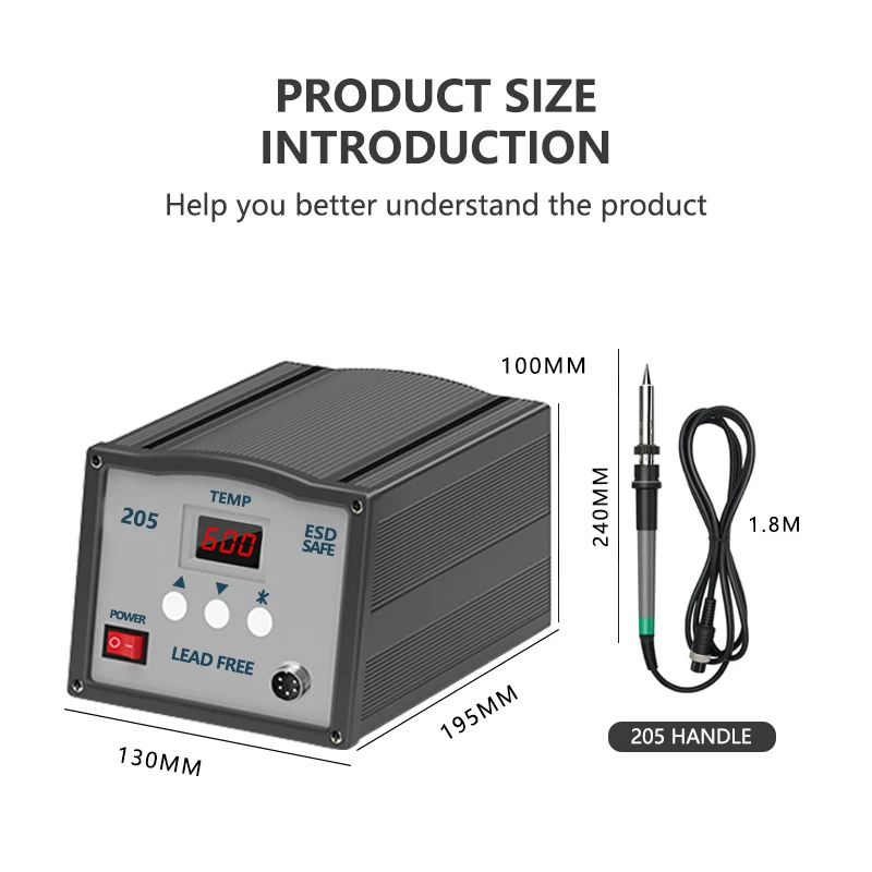 High Quality Digital Display 205 Lead-free High Frequency Rapid Heating Adjustable Constant Temperature Welding Table 150W Knife
