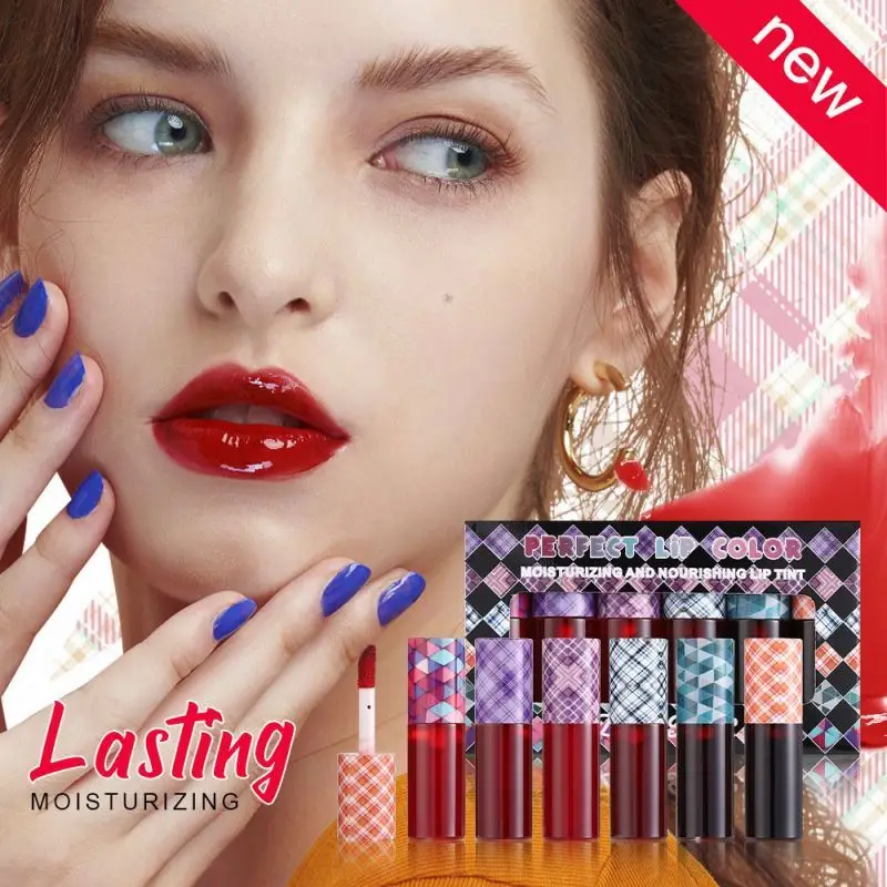 oem 6pcs  Transparent water colorless lip oil lipstick  moisturizing hydrating lip oil autumn and winter lip sets