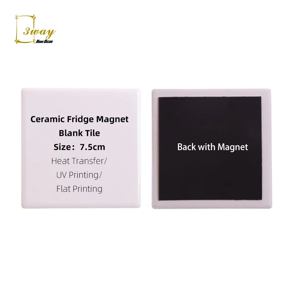 7.5CM Square Shape Blank Tile Fridge Magnets For Sublimation With OEM/ODM Design