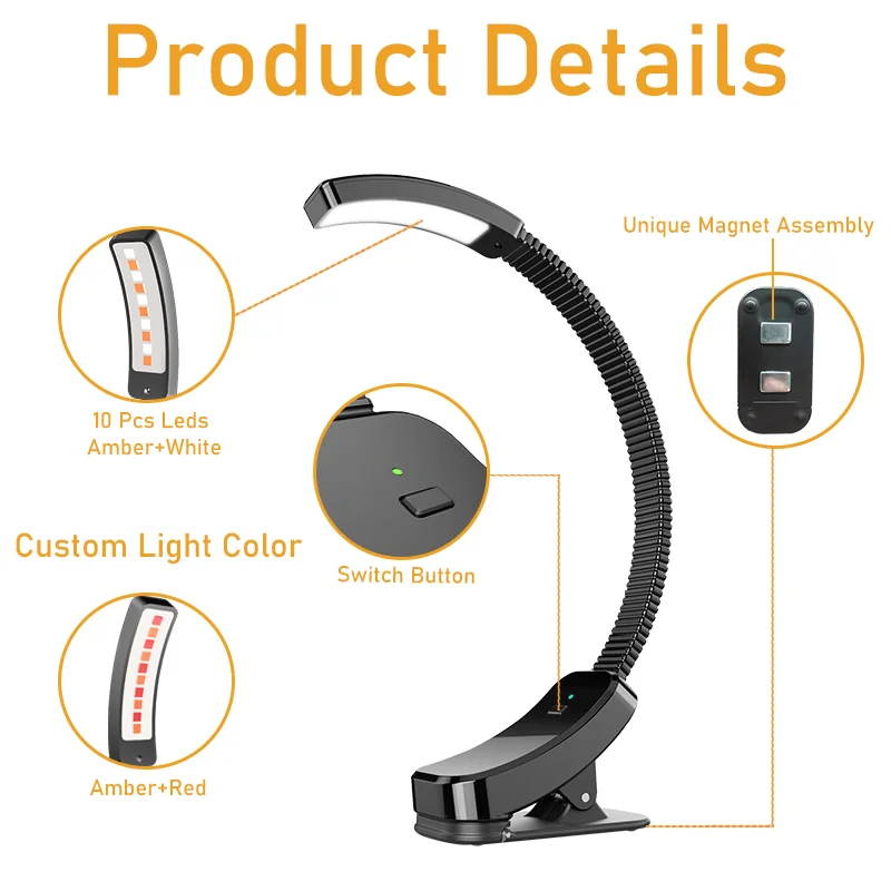 Unique Magnet Assembly car book light Warehouse lighting Book reading light Clip for book