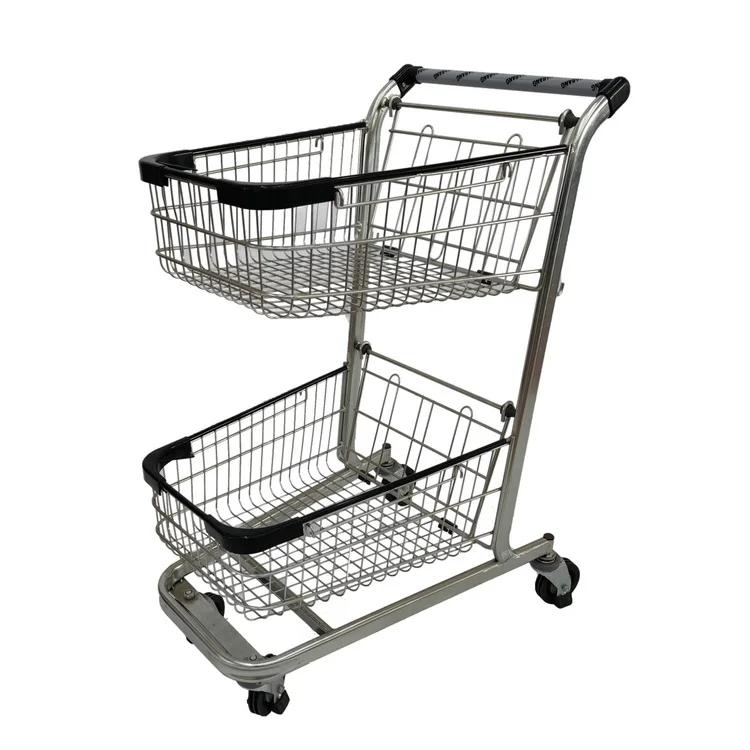 for Walmart Style round head Supermarket shopping Cart Double baskets Trolley