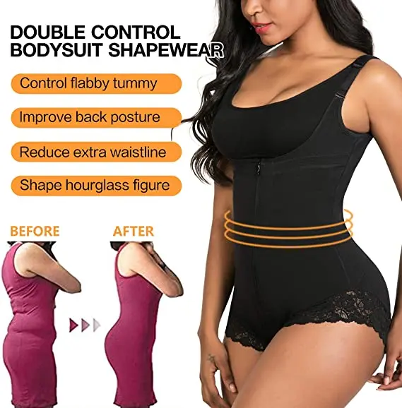 
Shapewear for Women Tummy Control Body Shaper Zipper Open Bust Bodysuit 