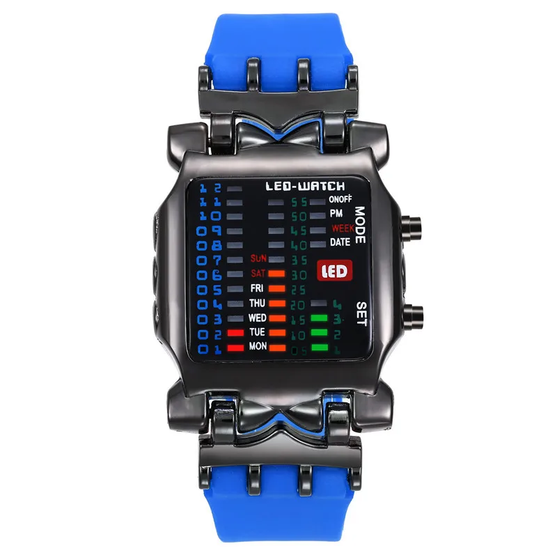 Binary LED Display Watches Fashion Sport Watch Men Stainless Steel Strap Watches Waterproof Digital reloj digitales wholesale
