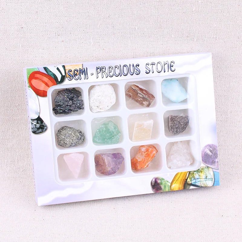 12 kinds of large grain mixed mineral ore specimens raw stone geology teaching materials for children and students