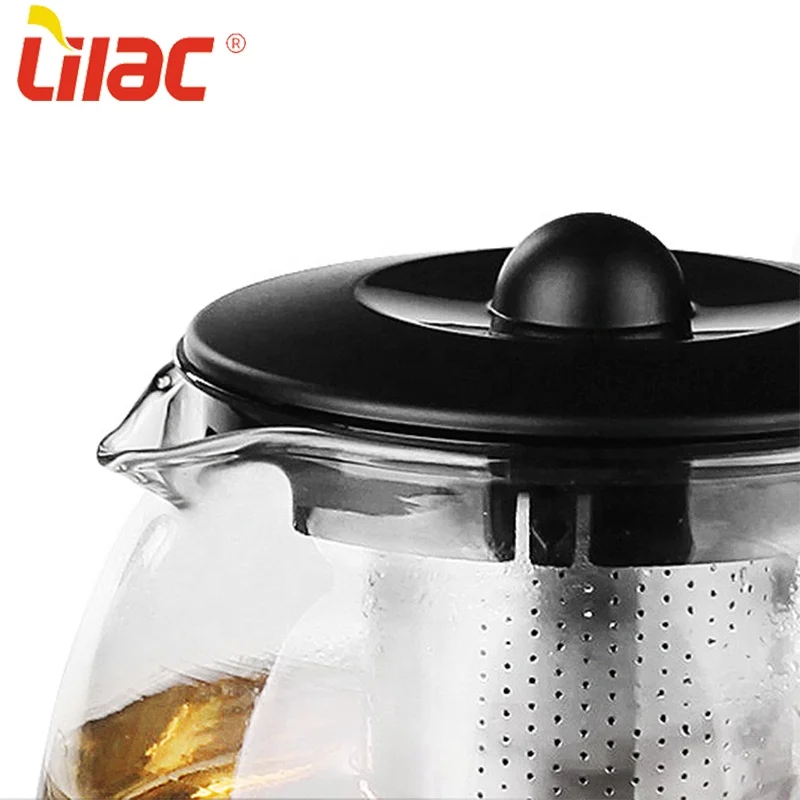Lilac FREE Sample 700ml 1250ml chinese custom flower transparent glass tea pot with stainless infuser