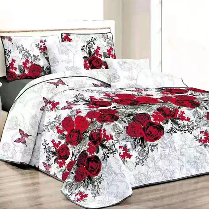 Manufacturer Home Patchwork Bedspread Queen Size Two Pillowcase Quilt Set Bedding Luxury