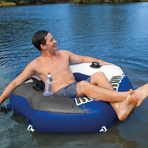 Intex 58854 River Run Connect Lounge Inflatable Floating Water Tube With Cup Holders