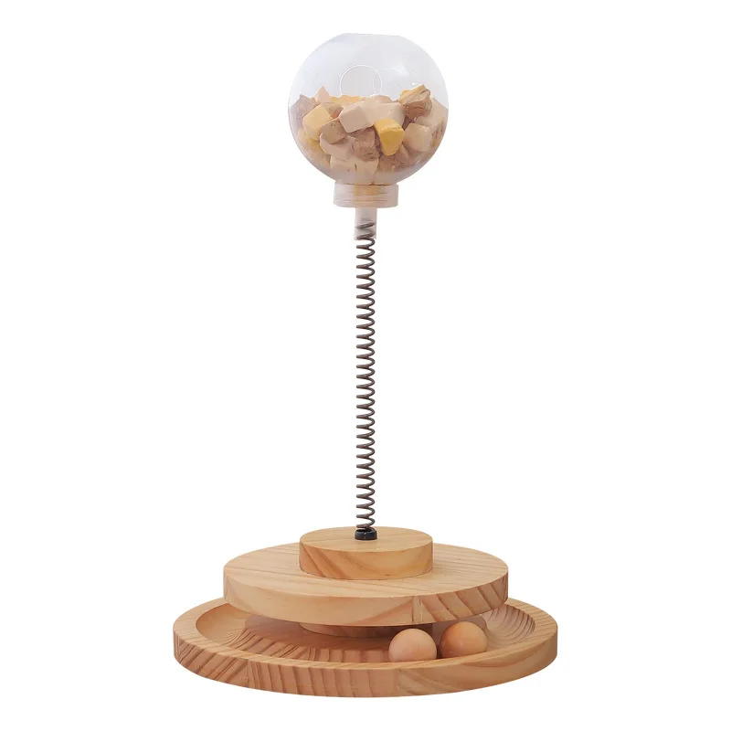 Manufacturer direct selling wood  cat stick interactive toy cat toy ball