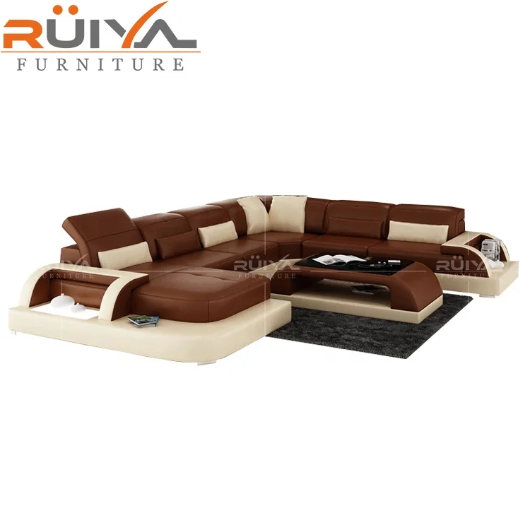 unique design European style Living room sets modern orange extra long used leather sofa