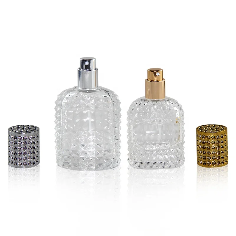 Factory direct High quality sale Gold and silver lid Pineapple shape Press the spray Perfume glass bottle