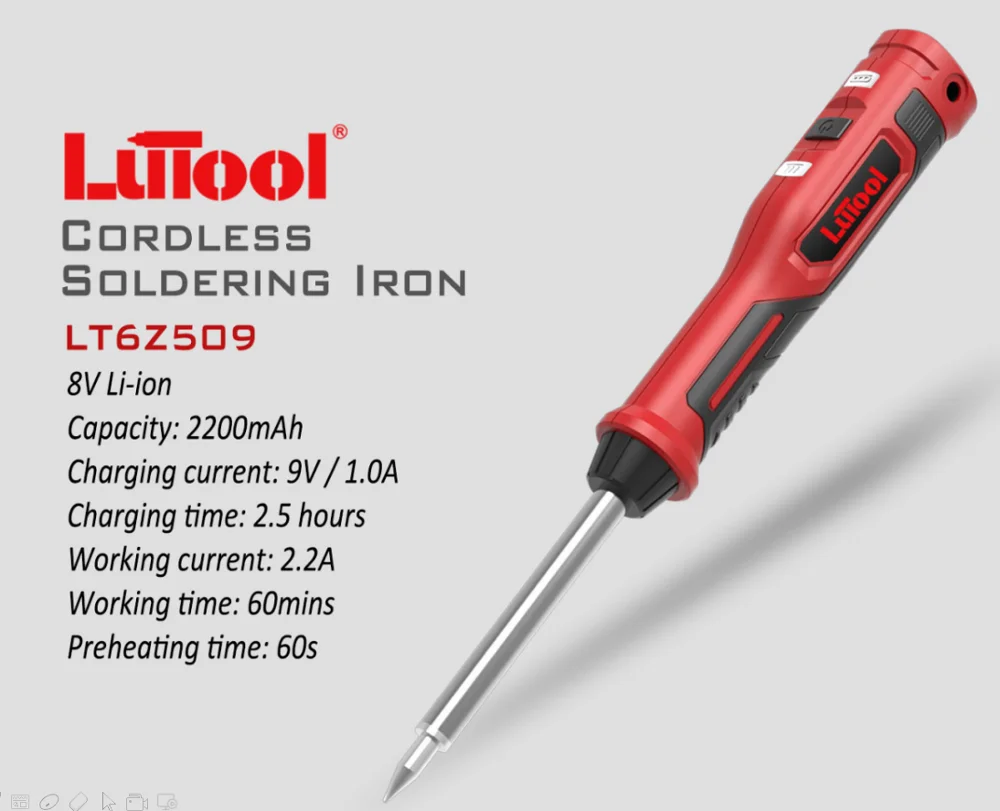  LUTOOL 8V мини портативный Электрический паяльник пистолет сварочное оборудование со светодиодным