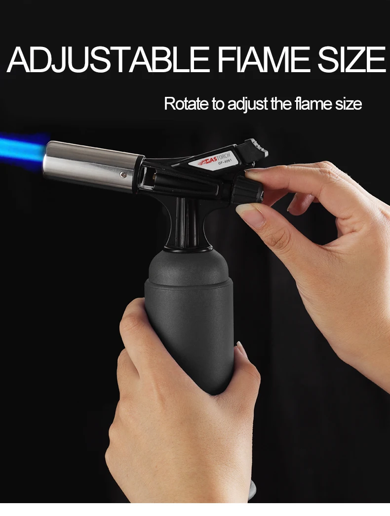 Gf-9261 Camping Torch Lighter Unique Big Flame Jet Flame Gas Gun Shape Butane Torch Lighter for Culinary