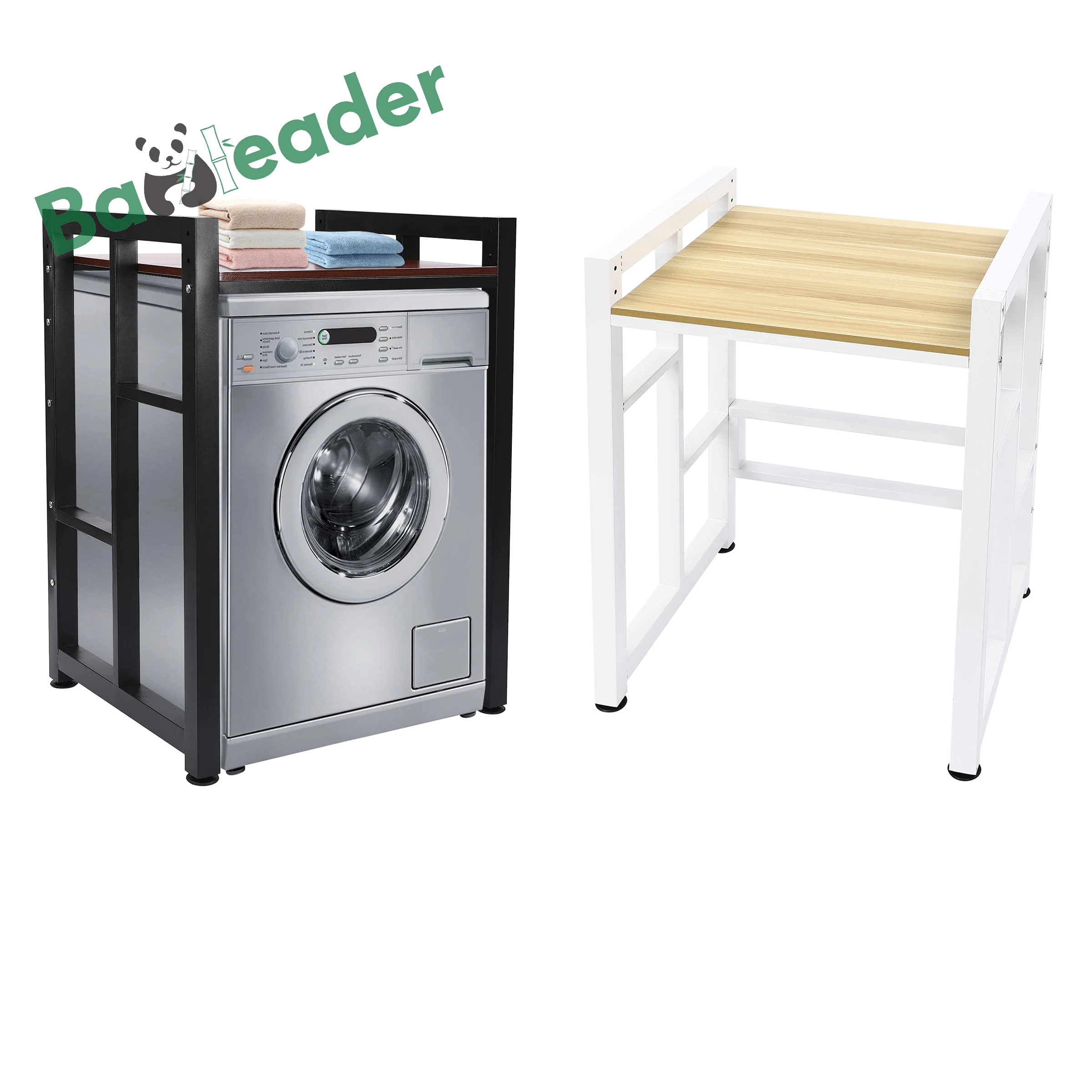 ODM/OEM Stackable Bamboo Wood Washer Dryer Organizer Adjustable Bamboo Laundry Room Storage Shelf for Over The Washer and Dryer
