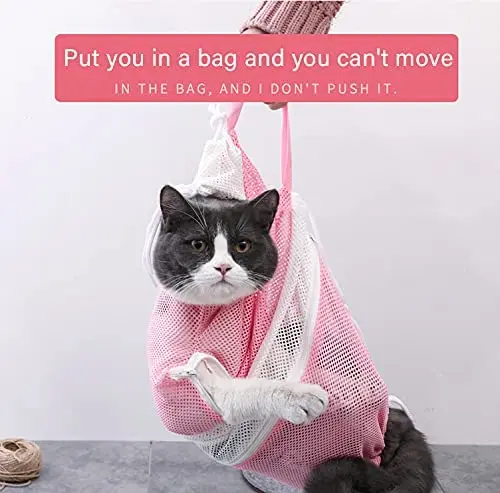 Cat Shower Set- Multifunctional Adjustable Cat Bathing Bag Absorbent Quick Dry Towels Pet Grooming Gloves