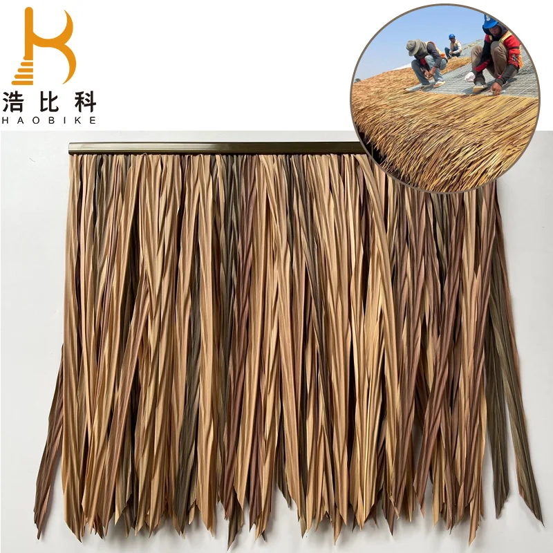 Factory Wholesale synthetic thatch artificial thatch roof artificial coconut leaves roof thatch palmex roof
