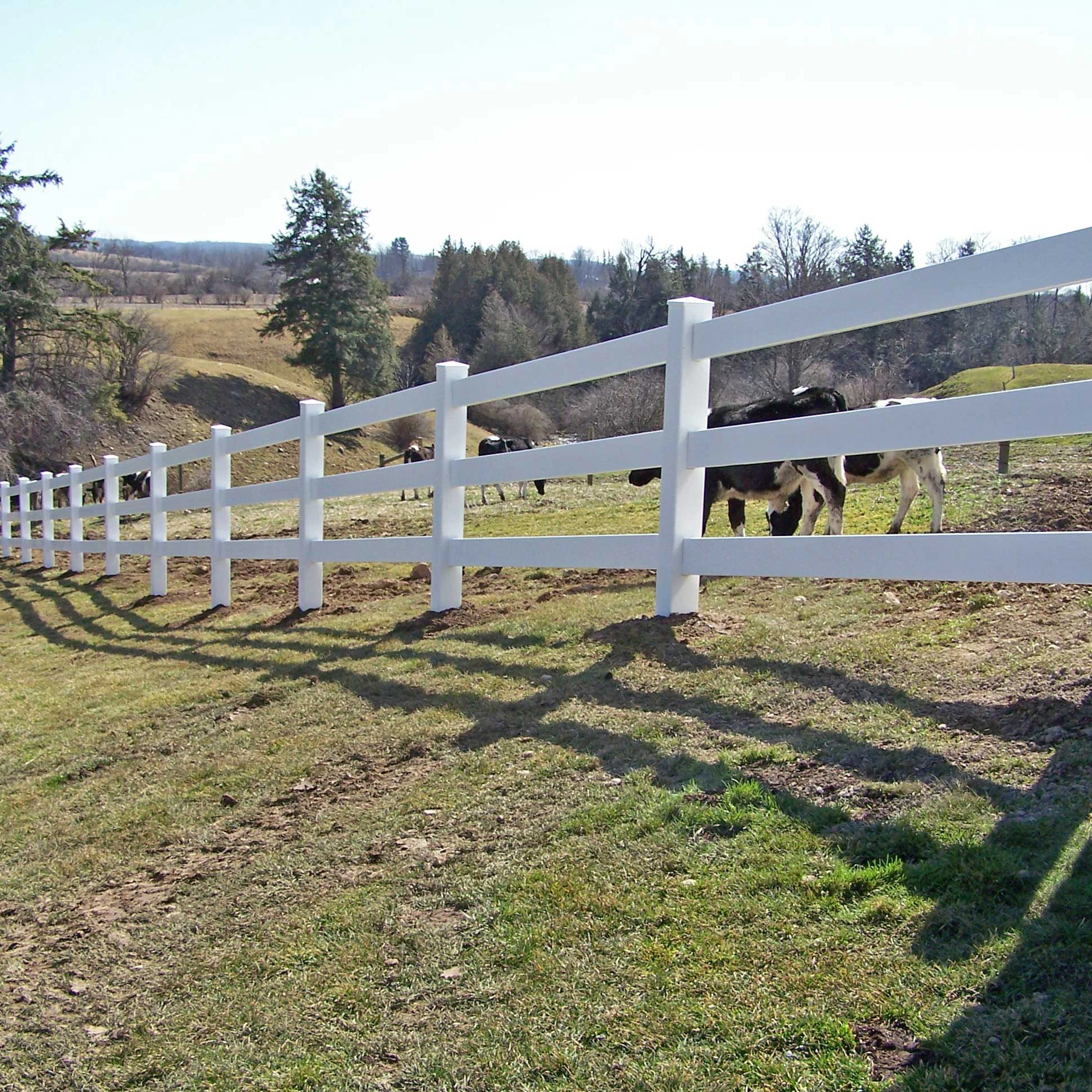 Fentech Professional White Vinyl PVC Plastic 3 Rail Horse Fence, Horse Rail Fence