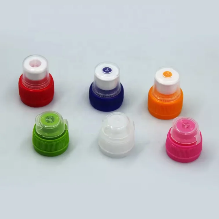 High Quality 28mm 30mm 38mm Customized Plastic Bottle Caps Sport Water Bottle Push Pull Caps 1810/1881 With Anti-theft Ring