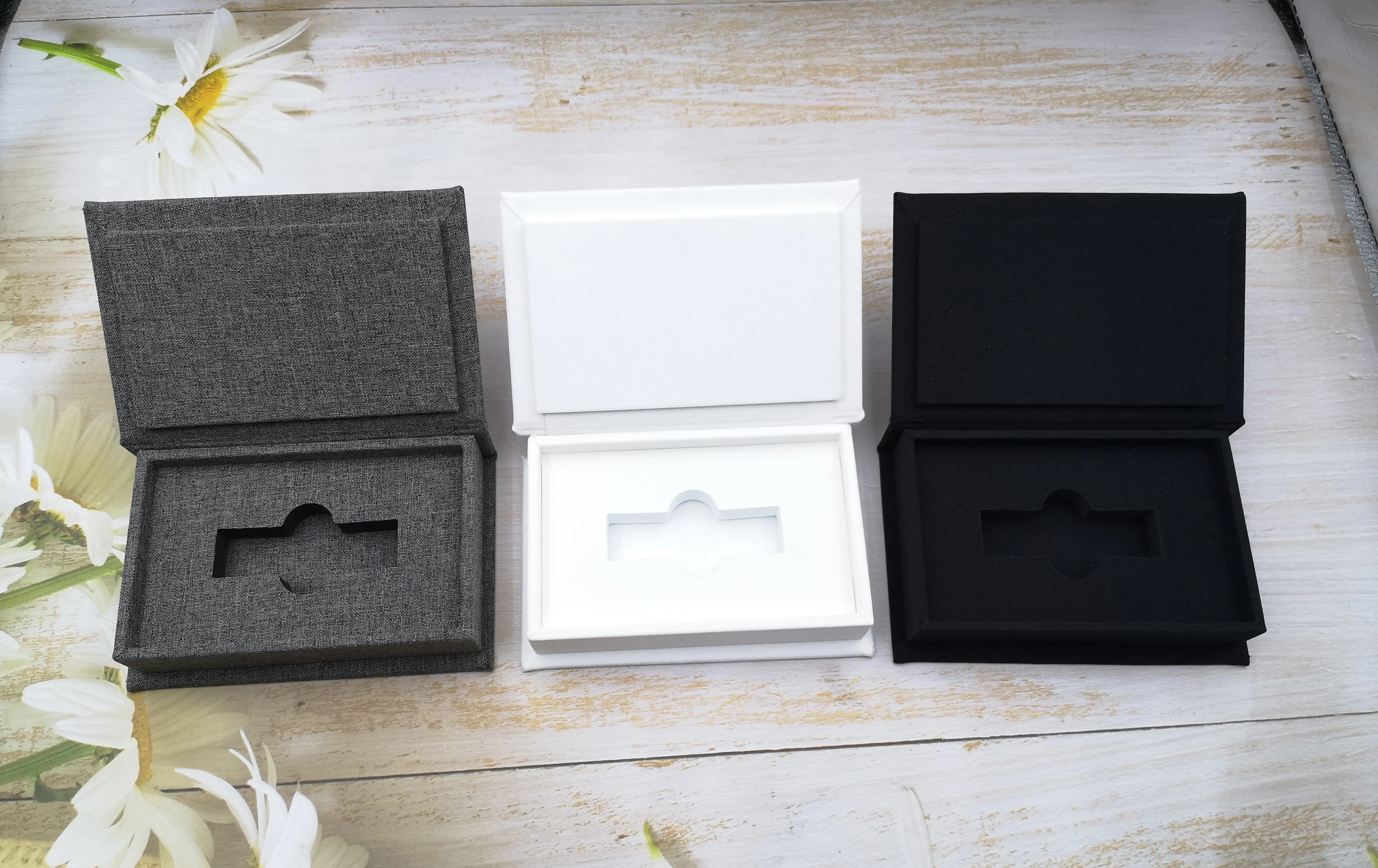 OEM Book Shape Special Paper Wedding Foto USB Linen Box  Gift Photograph Presentation Gift Box Crystal USB Flash Drives Boxs