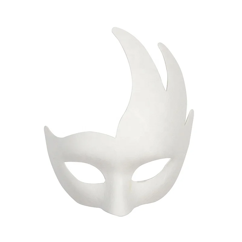 Custom Face Masks For Creative Free Design, White DIY Blank Paintable Mask Paper Pulp, Cosplay Masquerade Mask For Party