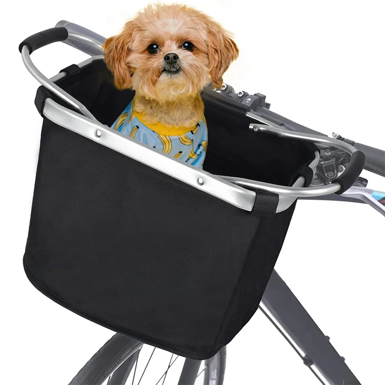 Dog Bike Basket Foldable Dog Bike Carrier Car Seat Pet Basket Soft-Sided Ventilated Dog Bike Carrier Backpack