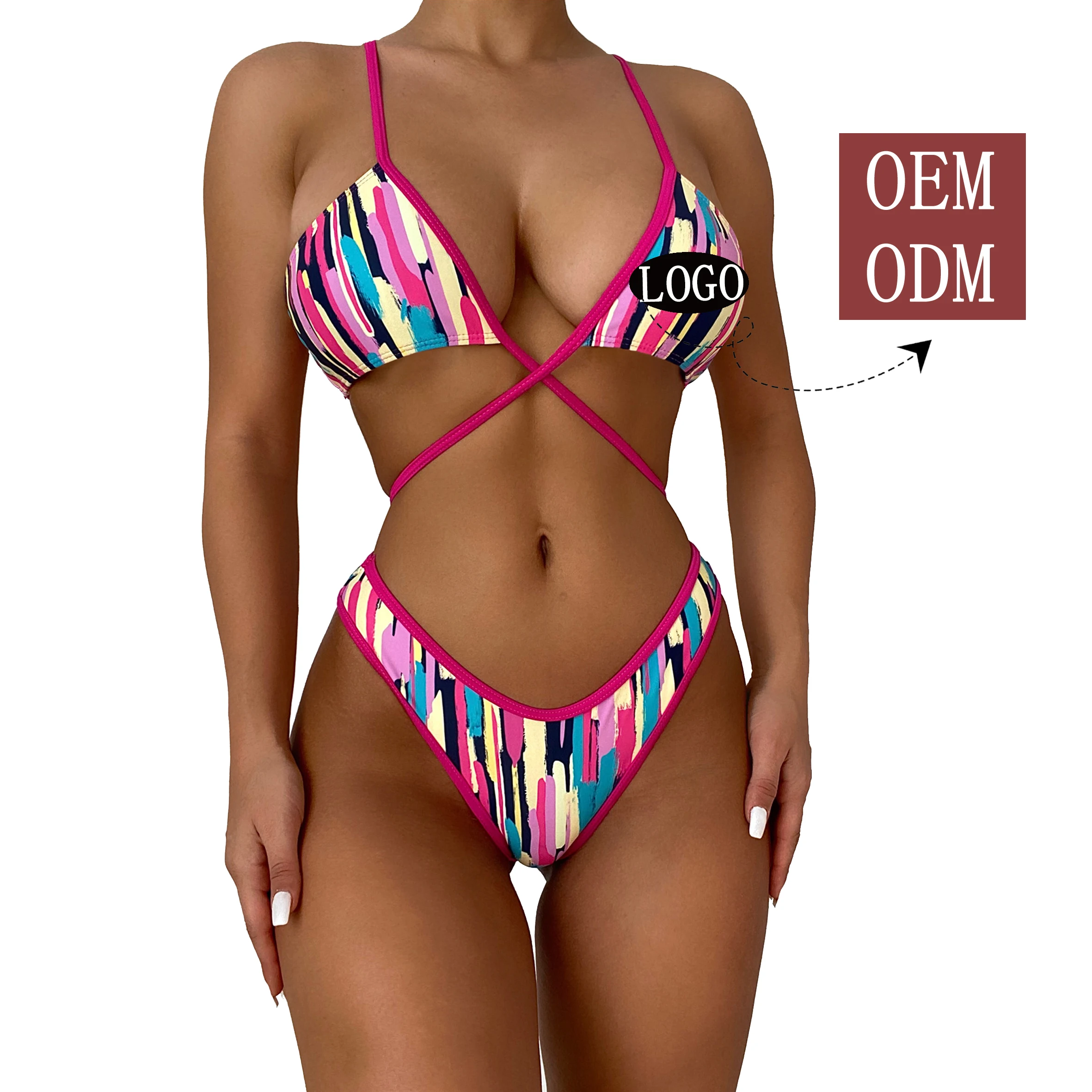 Оптовая продажа, индивидуальные летние купальные костюмы, миниатюрные бразильские бикини, частная этикетка, сексуальные пляжные купальники для женщин