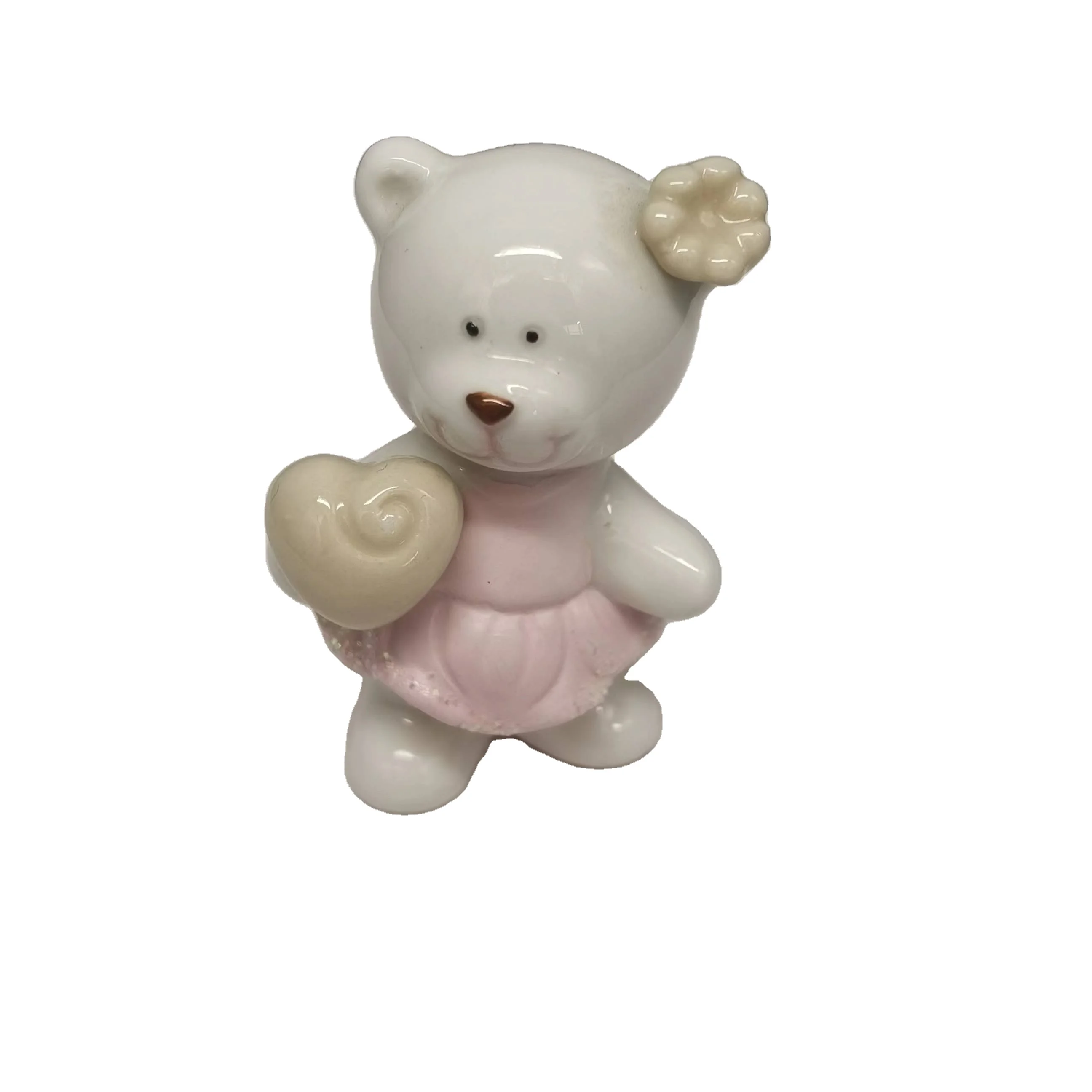 antique ceramic figurine for home decor bear taking heart Choice enamel