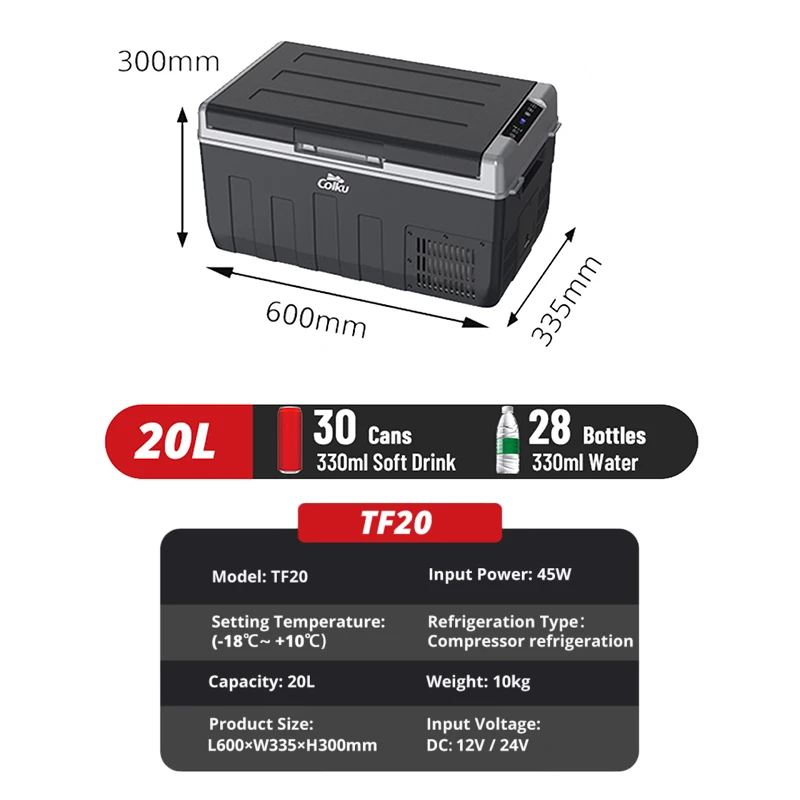 New Design 20L Single Zone Car Fridges Mini Frezzer 12v 24v Truck Refrigerator with LED Display