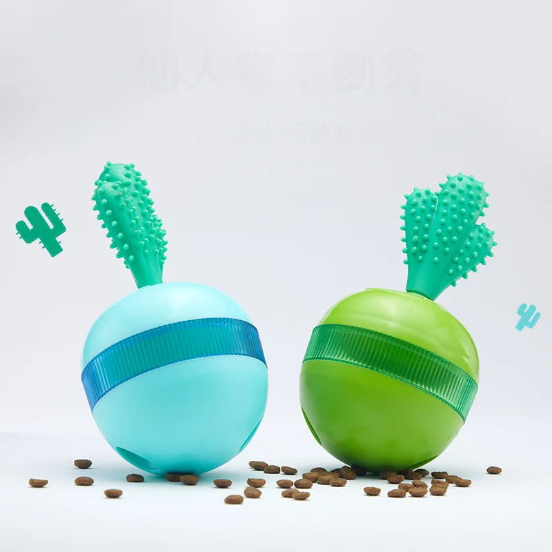 Pet Toy Plastic Cactus Cat Dog Tumbler Chew Toys Feeding Toys For Dog Cat