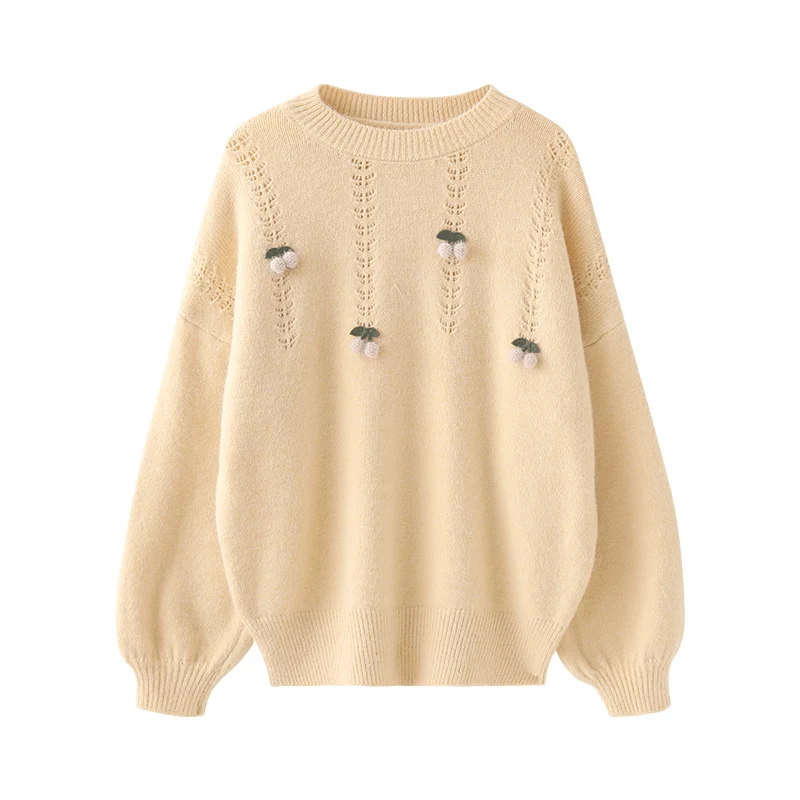 Pretty Cherry Sweater pullovers jumper women o neck knitted sweater 2020 autumn winter knits loungewear Mohair Sweater