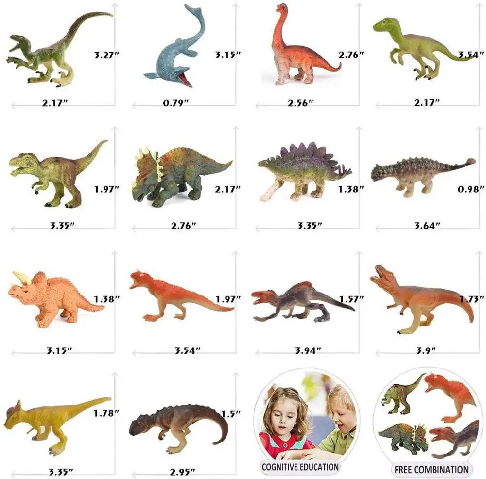 Dinosaur Toy Figure w/ Activity Play Mat,STEM Toys Educational Realistic Dinosaur Play Set 14Pcs Dinosaur