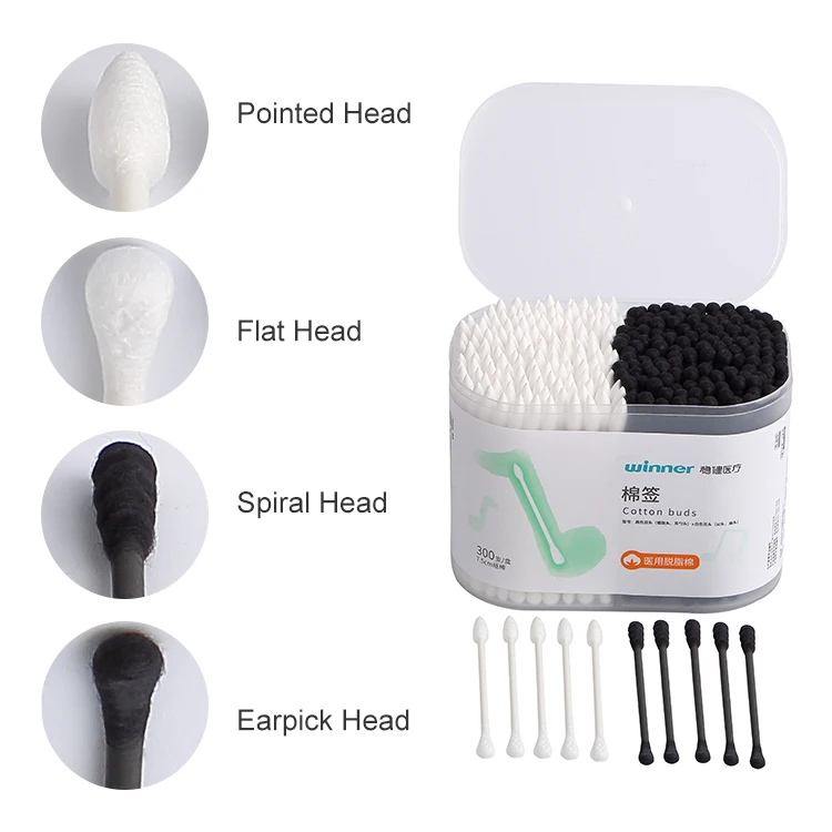 Winner Eco-friendly Cotton Buds Dual Head Q Tips Paper Stick Ear Spoon Daily Used Round & Pointed Ends Cotton Swab for Home