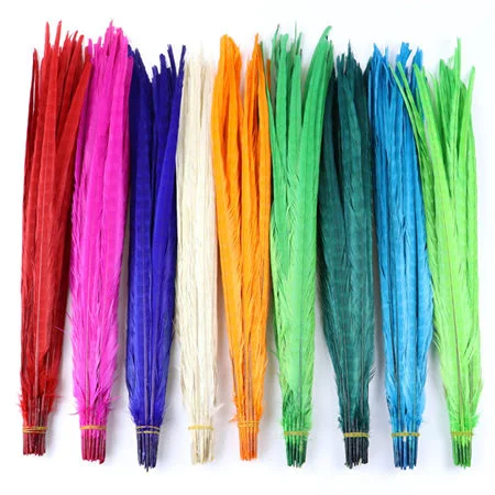 Top Selling Bleached and Dyed Orange Ringneck Pheasant Tail Feathers for Carnival Decoration
