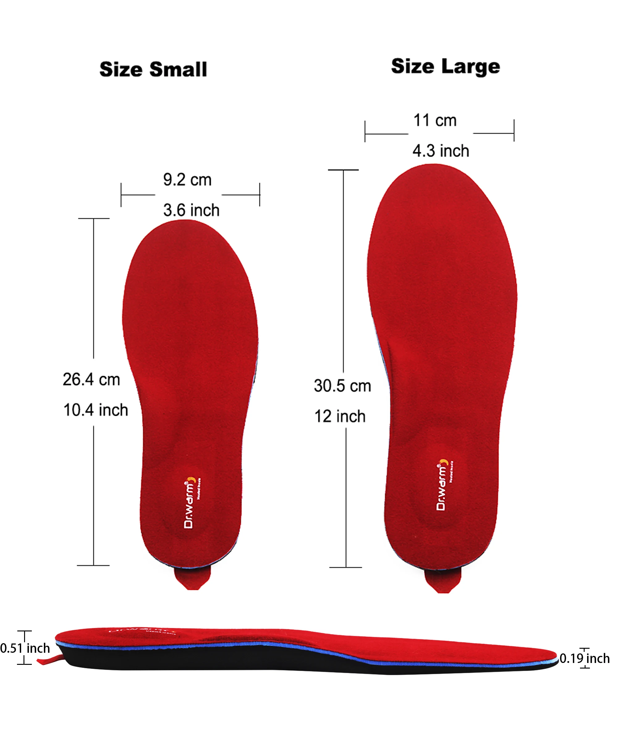 Rechargeable Battery Heated Insoles with Wireless Remote Control, Warming Battery Heated Insoles